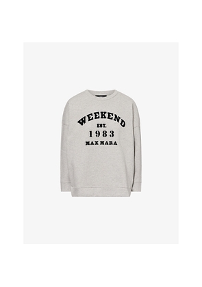 Womens Weekend Max Mara Oversized Flocked-Logo Cotton-Jersey Sweatshirt