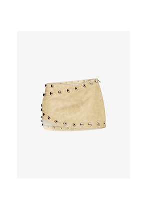 Womens Jaded London Studded Wrap-Over Faux Leather Mini Skirt
