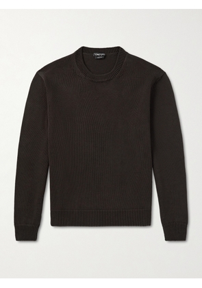 TOM FORD - Cotton and Silk-Blend Sweater - Men - Brown - IT 46