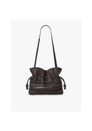 Womens Loewe Flamenco Medium Woven Leather Clutch Bag