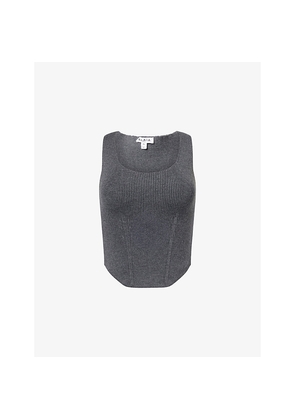 Womens Alaia Scoop-Neck Corset Wool-Blend Top