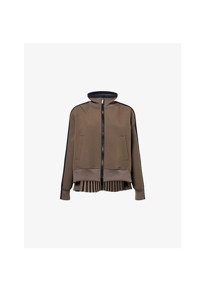Womens Sacai Pleated High-Neck Woven Jacket