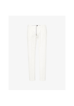 Mens Eleventy Drawstring Tapered-Leg Cotton-Blend Trousers