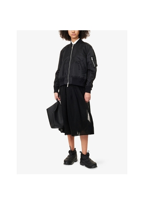 Womens Sacai Relaxed-Fit Ruched-Sleeves Shell Jacket