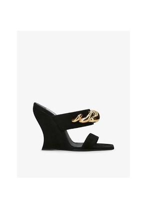 Womens Azzedine Alaia Chain-Hardware 110 Suede Wedge Mules