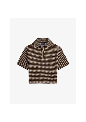 Womens Polo Ralph Lauren Striped Short-Sleeved Cotton-Knit Polo Shirt