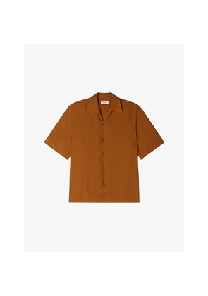 Mens Sandro Collared Relaxed-Fit Linen Shirt