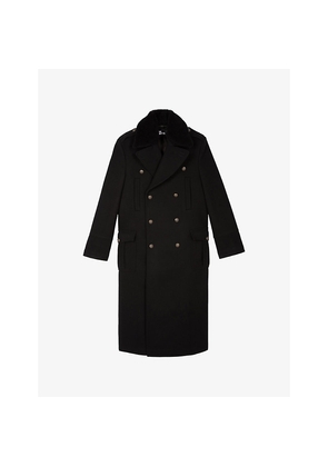 Mens The Kooples Double-Breasted Long Wool-Blend Coat
