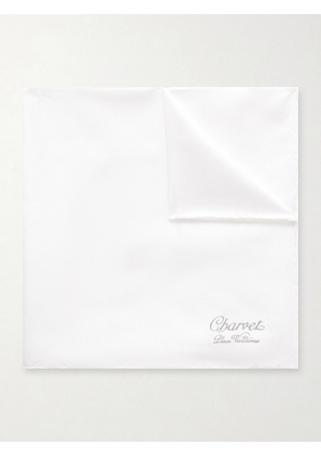 Charvet - Logo-Print Silk Pocket Square - Men - White