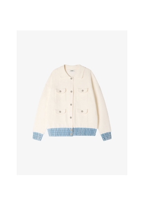 Womens Sandro Denim-Hem Button-Down Knitted Cardigan