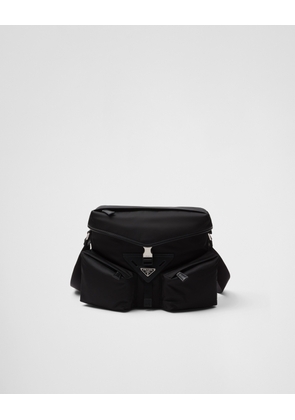 Re-Nylon and leather shoulder bag