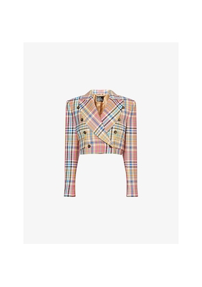 Womens Vivienne Westwood Tartan Cut-Off Wool Jacket