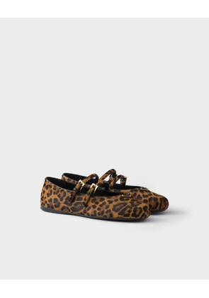 Printed leather ballerinas