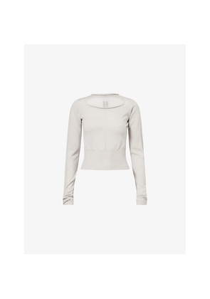 Womens Rick Owens Cut-Out Cropped Wool Top
