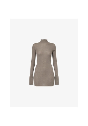 Womens Rick Owens Mock-Neck Ribbed Wool Top