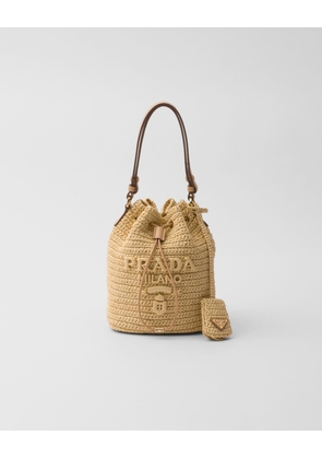 Mini crochet and leather bucket bag