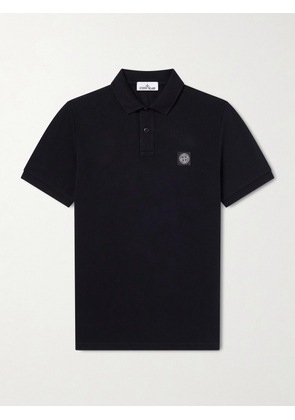 Stone Island - Logo-Appliquéd Cotton-Blend Piqué Polo Shirt - Men - Black - S