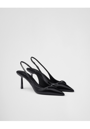 Saffiano patent leather slingback pumps