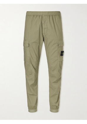 Stone Island - Tapered Logo-Appliquéd Cotton-Blend Cargo Trousers - Men - Green - UK/US 28