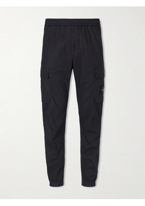 Stone Island - Tapered Logo-Appliquéd Cotton-Blend Cargo Trousers - Men - Black - UK/US 28