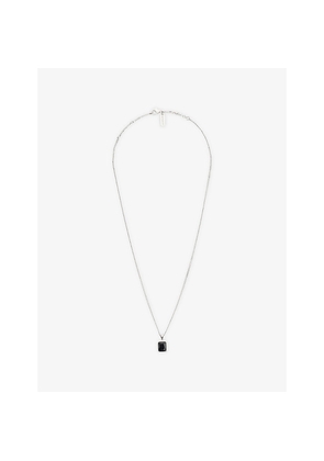 Mens The Kooples Square-Pendant Steel Necklace