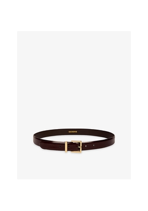 Womens Sandro Smooth Buckle-Embellished Leather Belt
