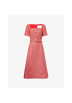 Womens Carolina Herrera Lurex-Tweed Cotton-Blend Midi Dress