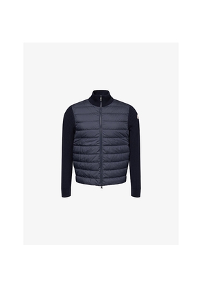 Mens Moncler Contrast-Knit High-Neck Shell-Down Cardigan