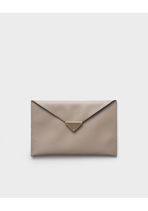 Saffiano leather envelope clutch