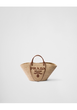 Large raffia and leather shopping bag