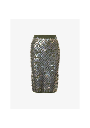 Womens Zankov Matteo Sequinned Wool and Cashmere-Blend Midi Skirt