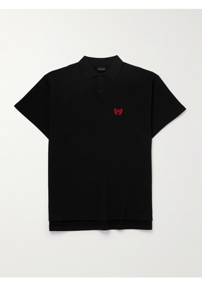 Balenciaga - Oversized Logo-Embroidered Cotton Polo Shirt - Men - Black - S