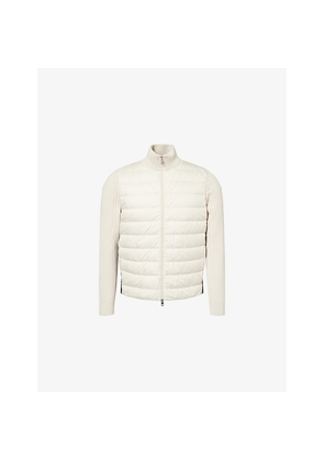 Mens Moncler Contrast-Knit High-Neck Shell-Down Cardigan