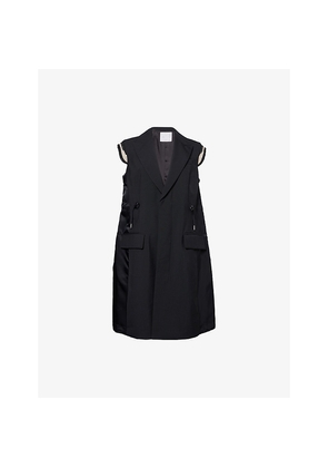 Womens Sacai Single-Breasted Peak-Lapels Woven Vest