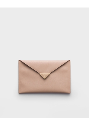 Saffiano leather envelope clutch