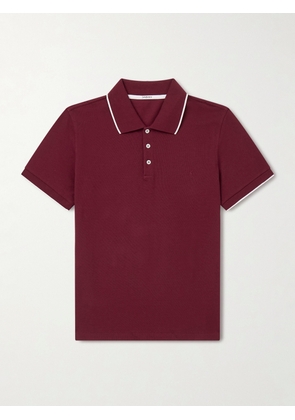 SAINT LAURENT - Slim-Fit Logo-Embroidered Cotton-Piqué Polo Shirt - Men - Burgundy - M