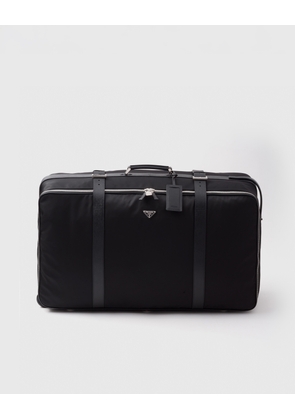 Medium Re-Nylon and Saffiano leather suitcase