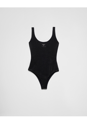 Jersey one-piece swimsuit with rhinestones