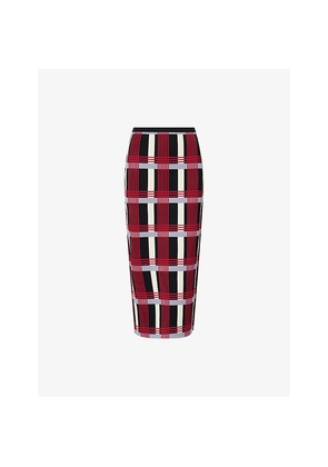 Womens Zankov Alina Checked Stretch-Woven Maxi Skirt