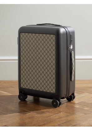 Gucci - Porter Leather-Trimmed Monogrammed Coated-Canvas Suitcase - Men - Neutrals