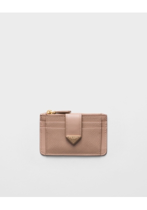 Saffiano and smooth leather card holder