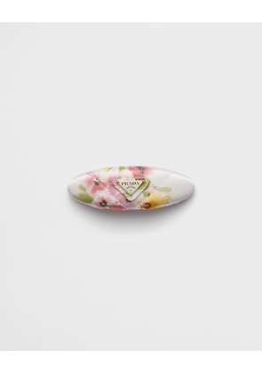 Floral print satin hair clip
