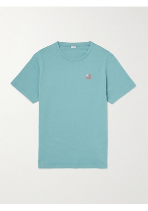 LOEWE - Slim-Fit Logo-Embroidered Cotton-Jersey T-Shirt - Men - Blue - XS