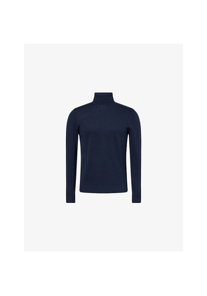 Mens Sunspel Roll-Neck Half-Zip Knitted Merino-Wool Jumper