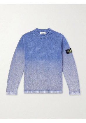 Stone Island - Logo-Appliquéd Dégradé Cotton-Chenille Sweater - Men - Blue - S