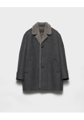 Chevron patterned wool coat