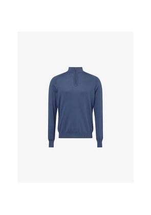 Mens Sunspel Sun Sea Island Quarter-Zip Knitted Cashmere and Cotton Pullover