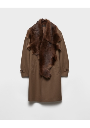 Wool coat with shearling collar