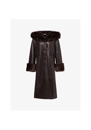 Womens Nour Hammour Gancin Shearling-Trim Leather Coat