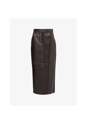 Womens Nour Hammour Ghalia Pencil Leather Midi Skirt